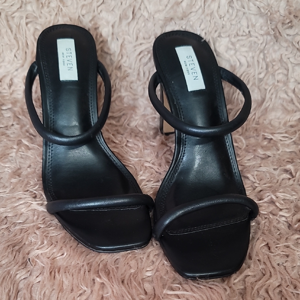 Seven7 Black Strappy Heels